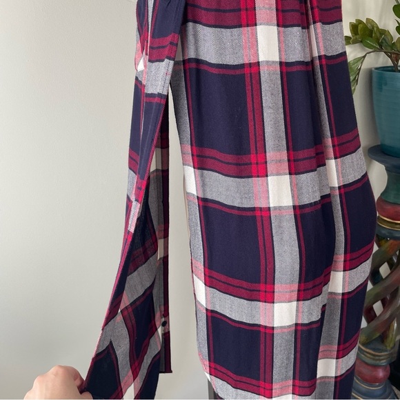 Rails Plaid Sleeveless Tunic Button Down Red Blue Long Longline Maxi Size XS - Picture 7 of 10